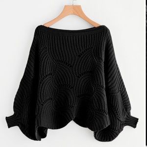 Shein black draping sweater